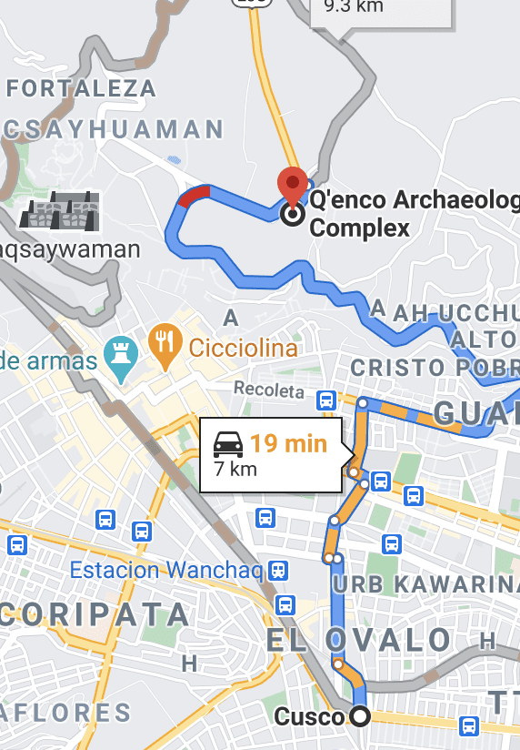 Qenqo cusco map